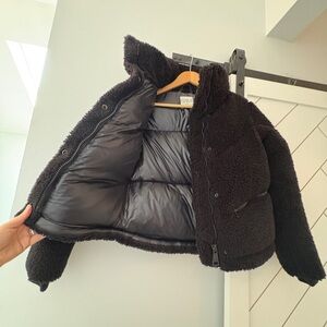 SAM. Sherpa Black Puffer Jacket with High Collar